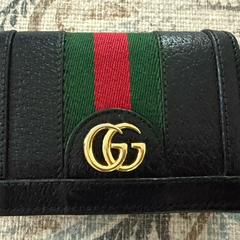 Gucci Black Wallet with Red and Green Stripe